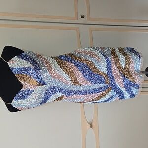 Aidan Mattox Sequined Mini Dress~Sexy, Slip Style, Multi-Color, Prom, Party~ S/M